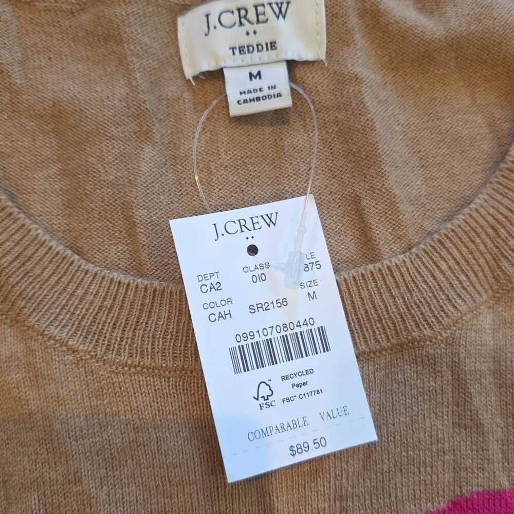 J.Crew Teddie Heart Sweater – NWT Size Medium – 100% Cotton - Picture 3 of 4